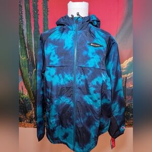 Champion Blue Tie Dye Acid Wash Style Windbreaker Men's Large